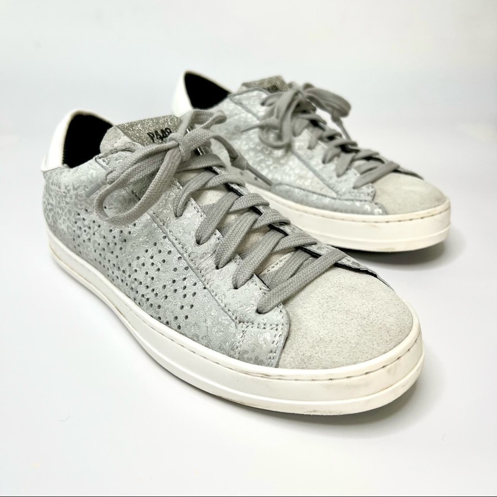 P448 John Metallic Leopard Print Leather Low Top Sneakers